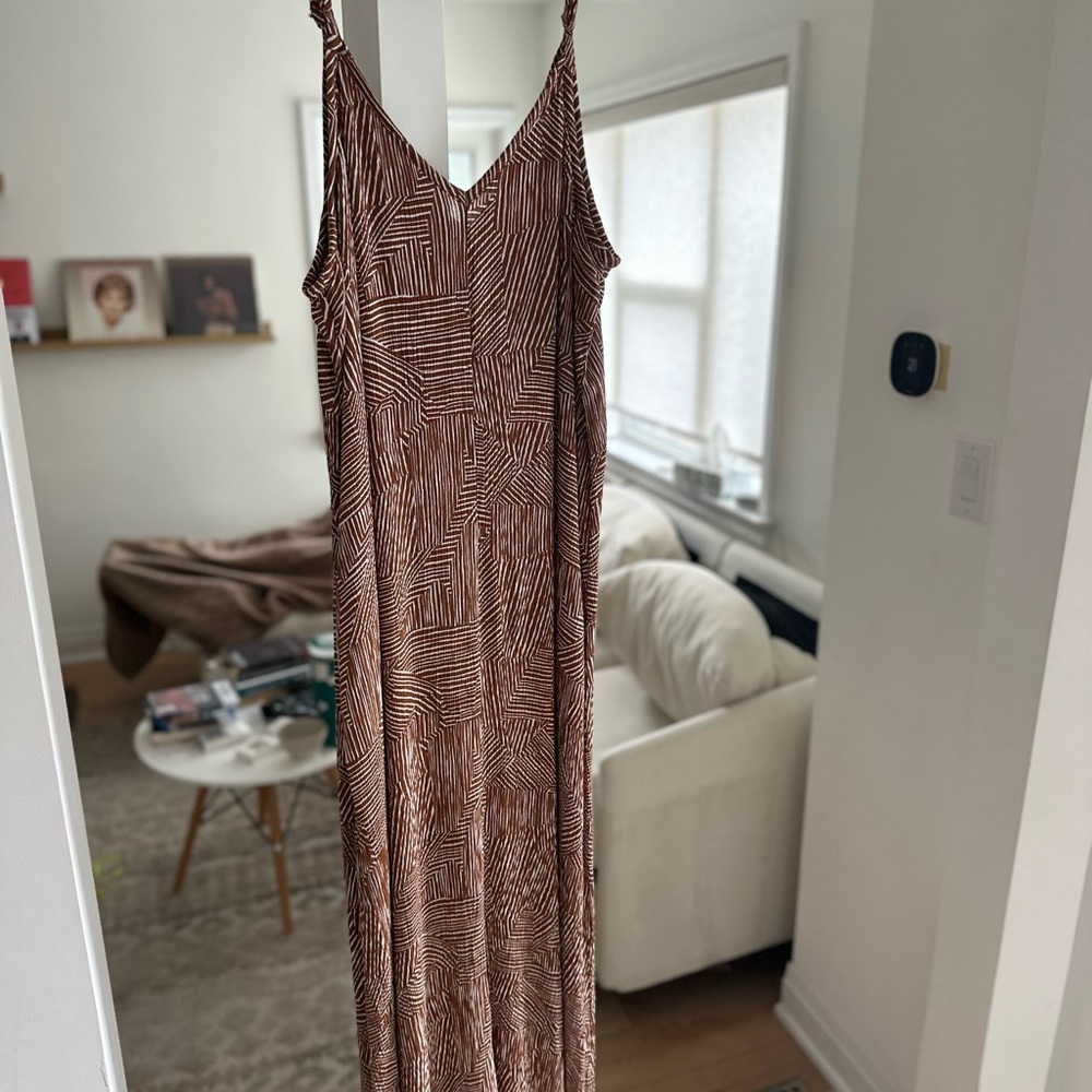 Penningtons Brown Geometric Maxi Slip Dress